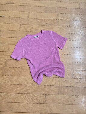Madewell | Rivet & Thread Sia pink orchid monochrome waffle t-shirt | WMS S